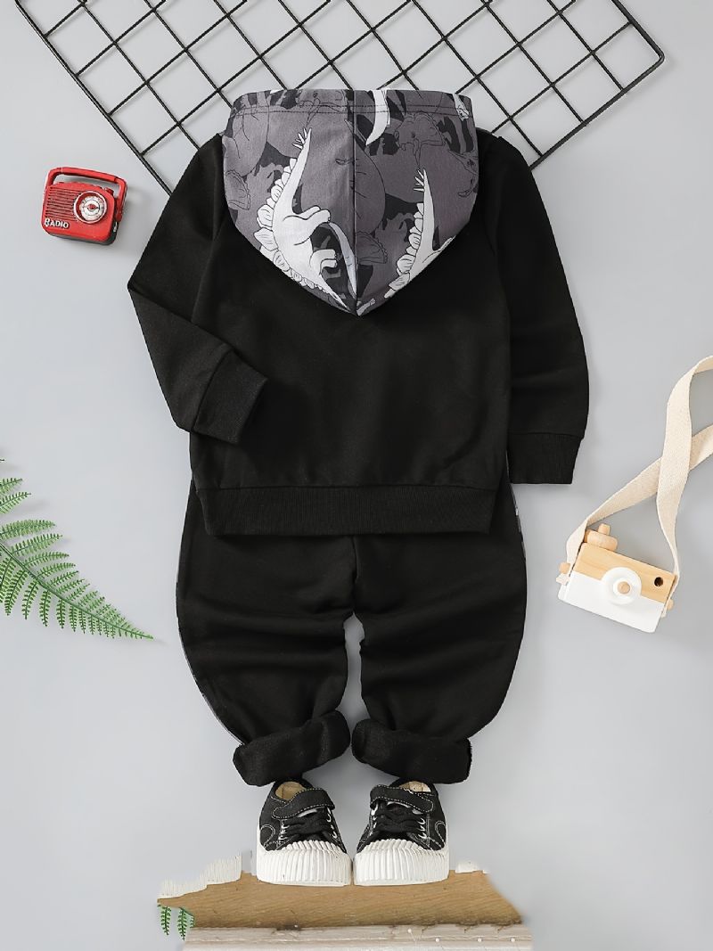 2st Bebis Pojkar Hoodie Dinosaur Print Långärmad Sweatshirt Topp & Byxa Set Barnkläder