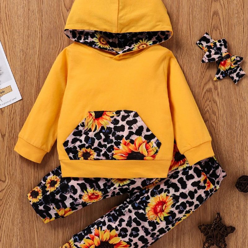 2st Flickor Hoodie Solros Leopard Print