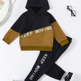 Barn Bebis Pojkar Håll I Rörelse Colorblock Hoodie & Jogger Sweatpants Set Höst Vinter