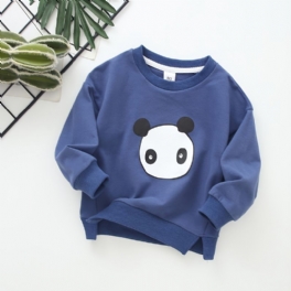 Barn Pojkar Flickor Print Panda Rundhalsad Långärmad Sweatshirt Höst Vinter