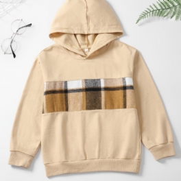 Barns Pojkar Patchwork Hoodie Långärmad Pullover Sweatshirt Barnkläder