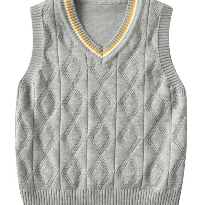 Barntröja Väst College Style Pojkar Stickad Pullover