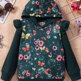 Bebis Barn Flickor Hoodie Blommor Butterfly Pattern Huvtröja Barnkläder