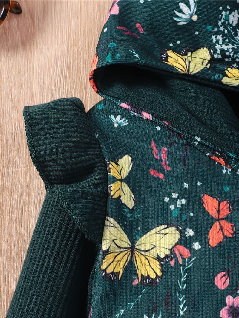 Bebis Barn Flickor Hoodie Blommor Butterfly Pattern Huvtröja Barnkläder
