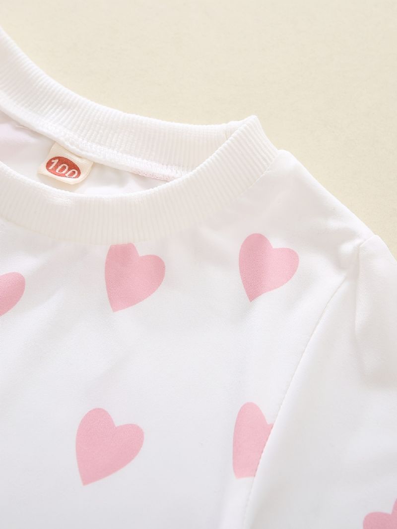 Bebis Flickor Pullover Heart Print Crew Neck Långärmad Sweatshirt Top Barnkläder