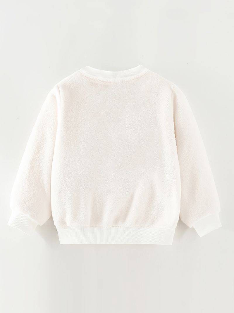 Bebis Flickor Pullover Skor Paljetter Rosett Dekor Velvet Rund Hals Sweatshirt