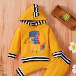 Bebis Pojkar Dinosaur Print Långärmad Hoodie Sweatshirt & Byxor Set