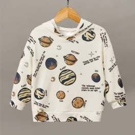 Bebis Pojkar Hoodie Planet Print Långärmad Sweatshirt Toppar Barnkläder