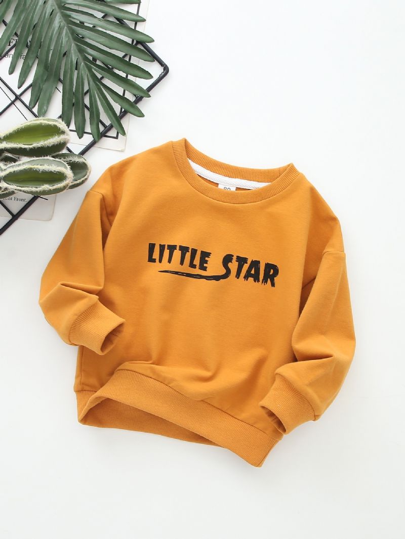 Bebis Pojkar Letter Little Star Tryckt Långärmad Tröja Med Rund Hals