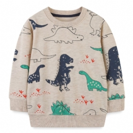 Bebis Pojkar Pullover Dinosaur Print Crew Neck Långärmad Sweatshirt Toppar Barnkläder