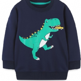 Bebis Pojkar Pullover Dinosaur Print Långärmad Rundhals Sweatshirt Barnkläder