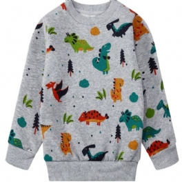 Bebis Pojkar Pullover Dinosaur Print Rund Hals Långärmad Sweatshirt Barnkläder