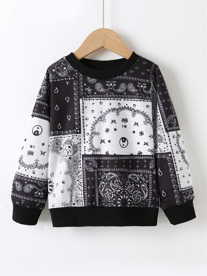 Bebis Pojkar Pullover Print Rund Hals Långärmad Sweatshirt Toppar Barnkläder