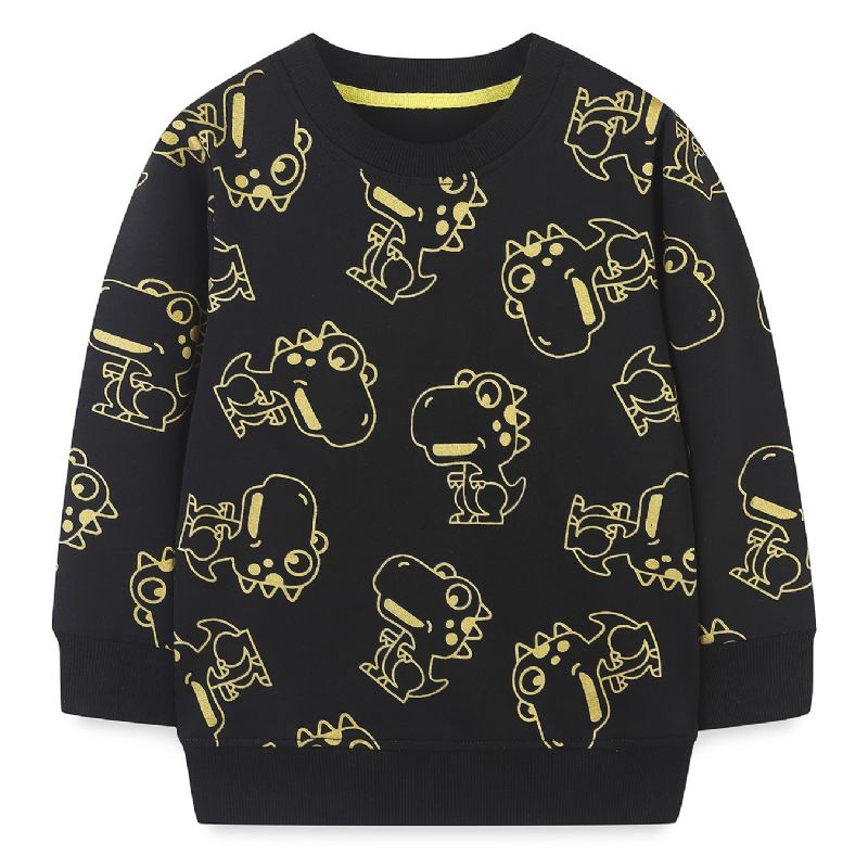 Bebis Pojkar Pullover Söt Dinosaurietryck Rundhals Långärmad Sweatshirt Toppar Barnkläder