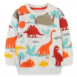 Bebis Pojkar Pullover Tecknad Dinosaurie Grafisk Rundhals Långärmad Sweatshirt Barnkläder