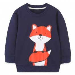 Bebis Pojkar Pullover Tecknad Fox Grafisk Crew Neck Långärmad Sweatshirt Barnkläder