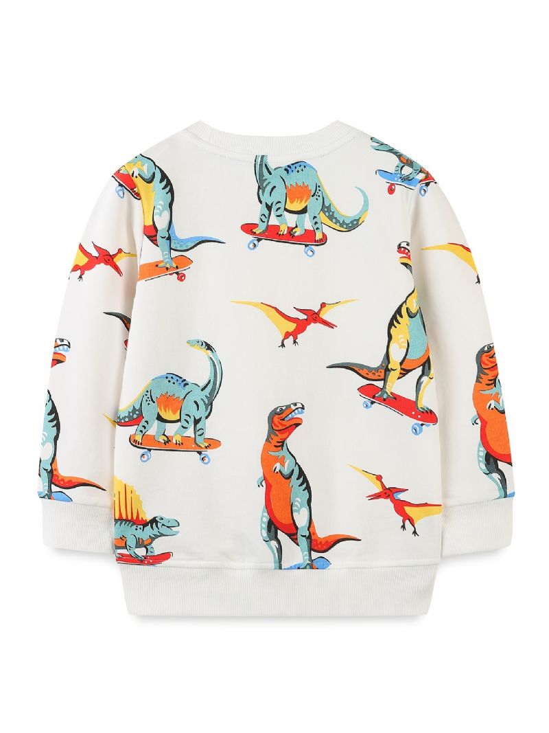 Bebis Pojkar Pullover Tecknad Skateboard Dinosaurietryck Rundhals Långärmad Sweatshirt Topp Barnkläder