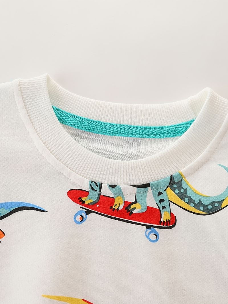 Bebis Pojkar Pullover Tecknad Skateboard Dinosaurietryck Rundhals Långärmad Sweatshirt Topp Barnkläder