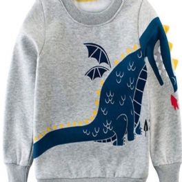 Pojkar Dinosaur Print Långärmad Crew Neck Sweatshirt Barnkläder