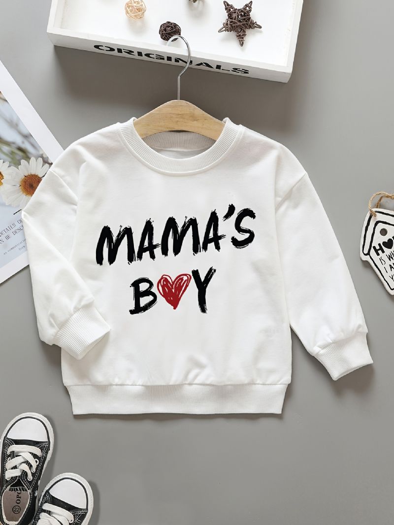 Casual Tröja För Pojkar Med Mama's Pojke Tryck