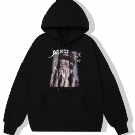 Dance Flickor Print Luvtröja Fleece Pullover Dragsko Känguruficka Aktiv Hood Sweatshirt Unisex