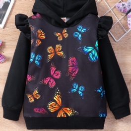 Flickor Butterfly Ruffle Hoodie Barnkläder Outfit