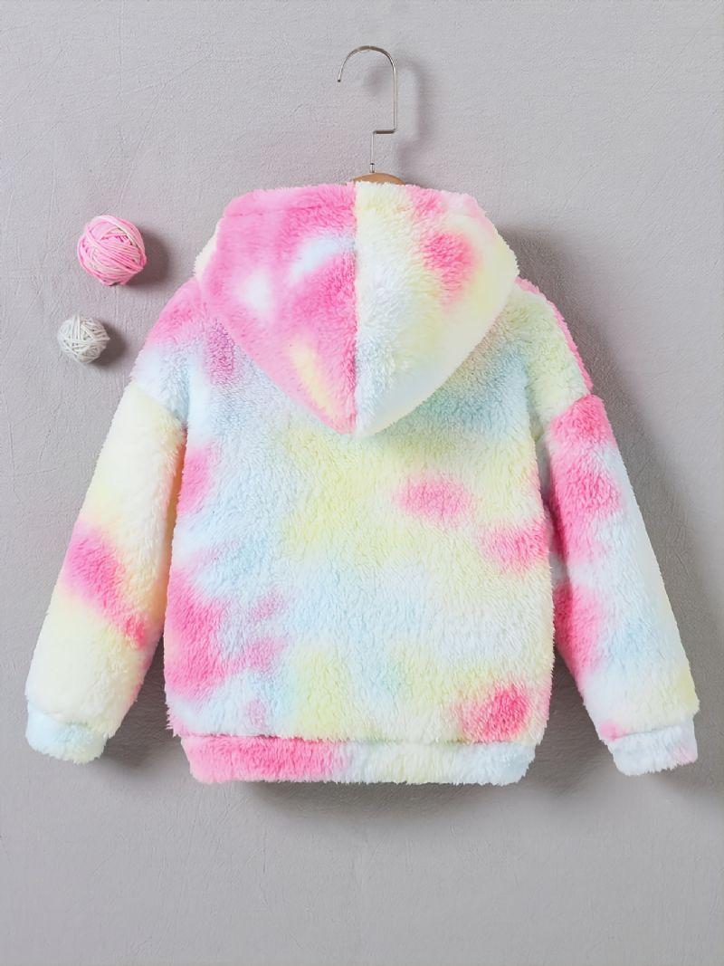 Flickor Casual Fleece Thermal Hood Sweatshirt Långärmad Tie Dye Toppar För Vintern