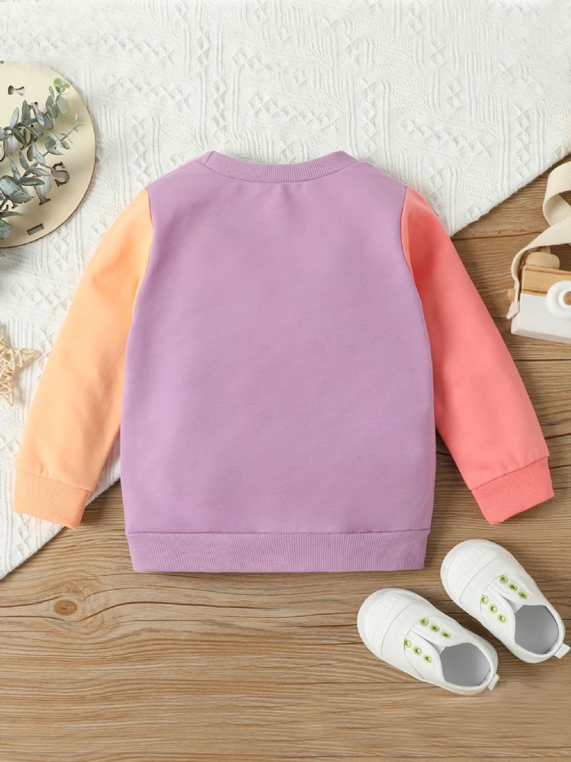 Flickor Casual Söt Color Block Pullover Sweatshirt Med Sissy Print