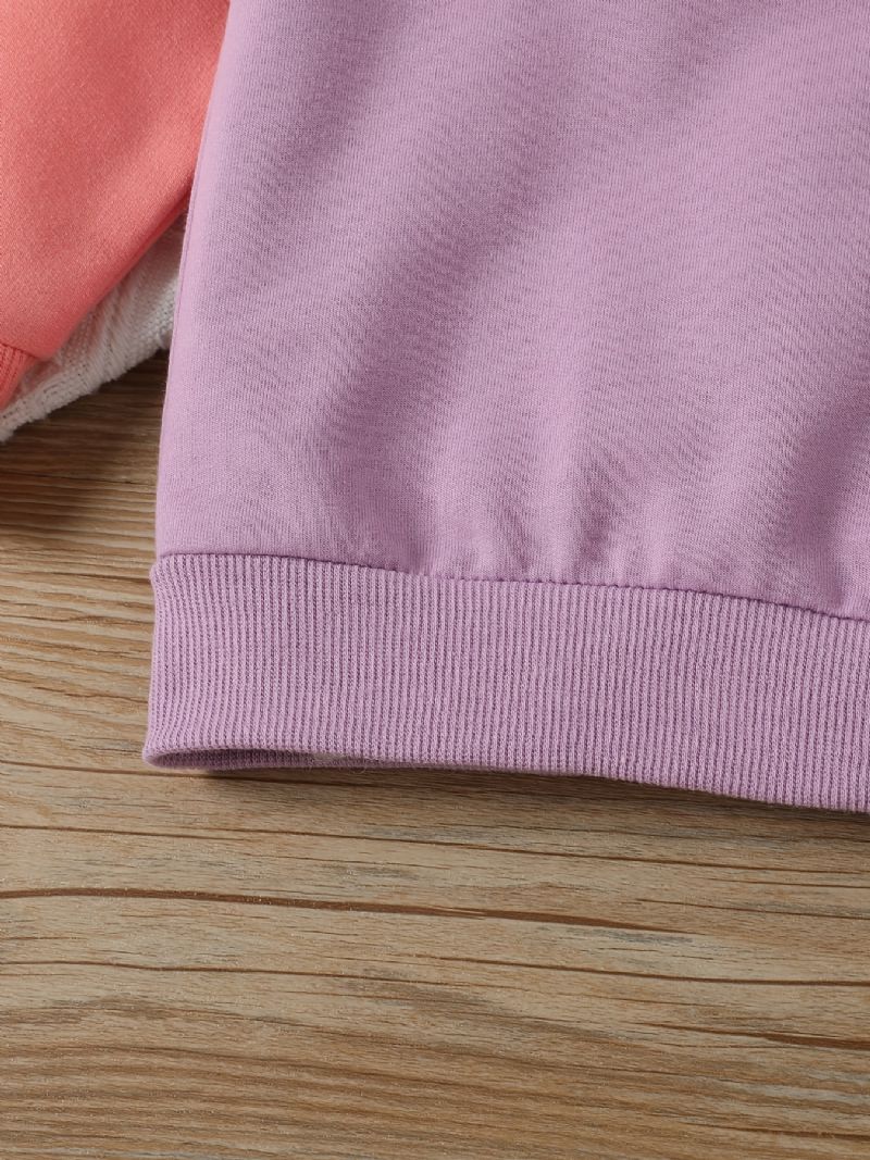 Flickor Casual Söt Color Block Pullover Sweatshirt Med Sissy Print