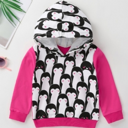 Flickor Casual Söt Penguin Print Hoodie Sweatshirt Vår Höst