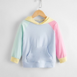 Flickor Colorblock Hoodie Casual Pocket Hooded Sweatshirt Bebis Barnkläder