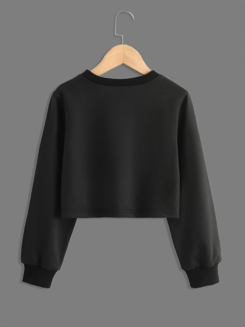 Flickor Mode Casual Tennis Print Round Neck Crop Sweatshirt