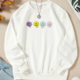 Flickor Pullover Tecknad Print Rund Hals Långärmad Sweatshirt Toppar Barnkläder