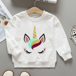 Flickor Sweatshirt Unicorn Print Rund Neck Långärmad