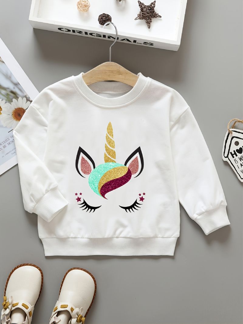Flickor Sweatshirt Unicorn Print Rund Neck Långärmad