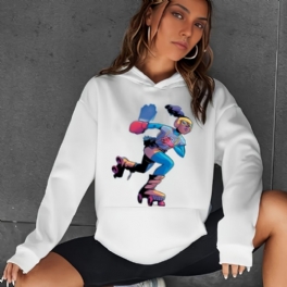 Grafiskt Tryck För Flickor Solid Hoodie Långärmad Casual Sweatshirt För Höst Och Vinter Damkläder