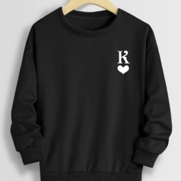 Höst Vinter Pojkar Brevtryck Enfärgad Crew Neck Sweatshirt