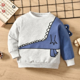 Höst Vinter Pojkar Dinosaur Tryckt Crew Neck Casual Sweatshirt