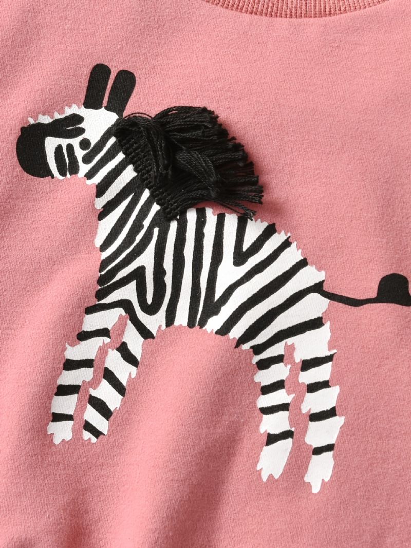 Höst & Vinter Småbarn Flickor Zebra Print Casual Tröja Med Rund Hals