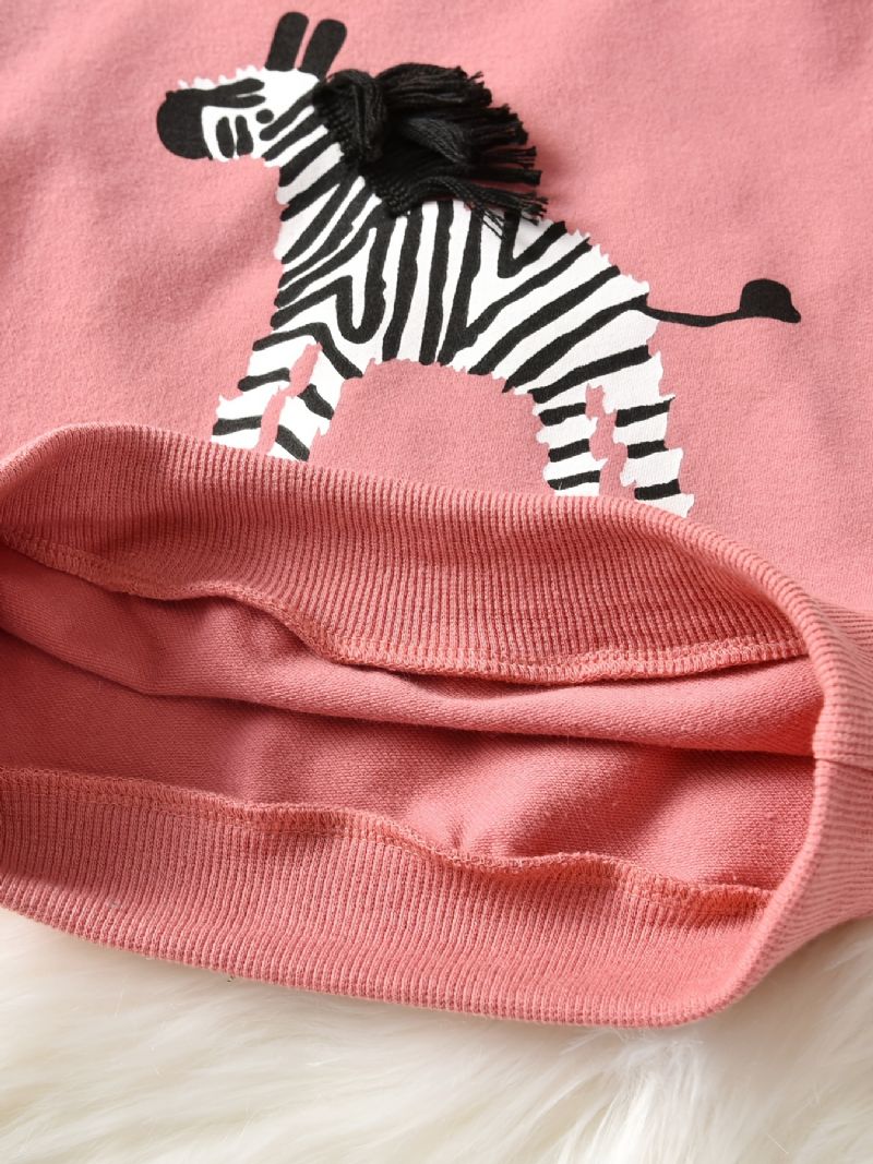 Höst & Vinter Småbarn Flickor Zebra Print Casual Tröja Med Rund Hals