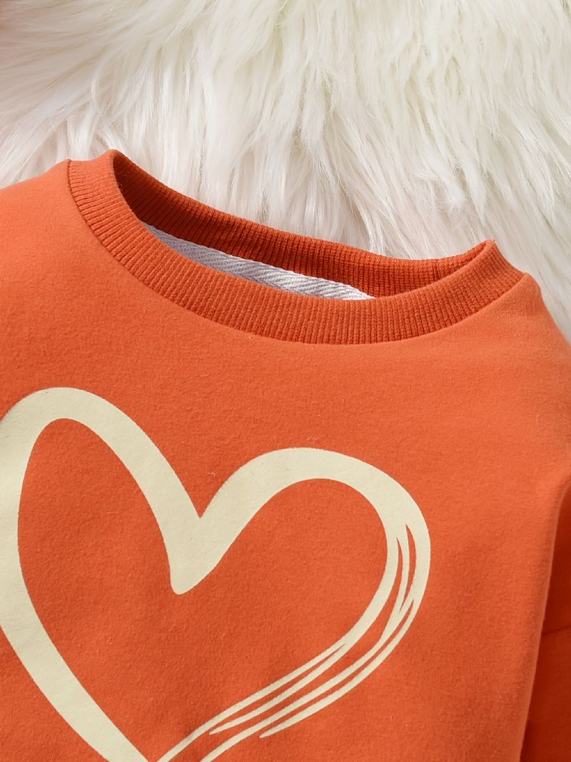 Höstvinter Nya Flickor Love Print Crew Neck Sweatshirt