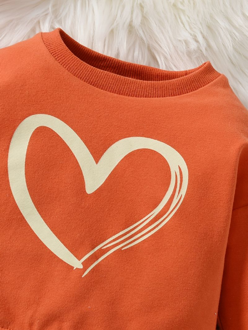 Höstvinter Nya Flickor Love Print Crew Neck Sweatshirt