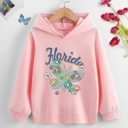 Hoodie För Flickor Fjärilstryck Långärmad Tröja Barnkläder