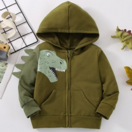 Långärmad Hoodie Med Dragkedja För Barn Med Dinosaurietryck