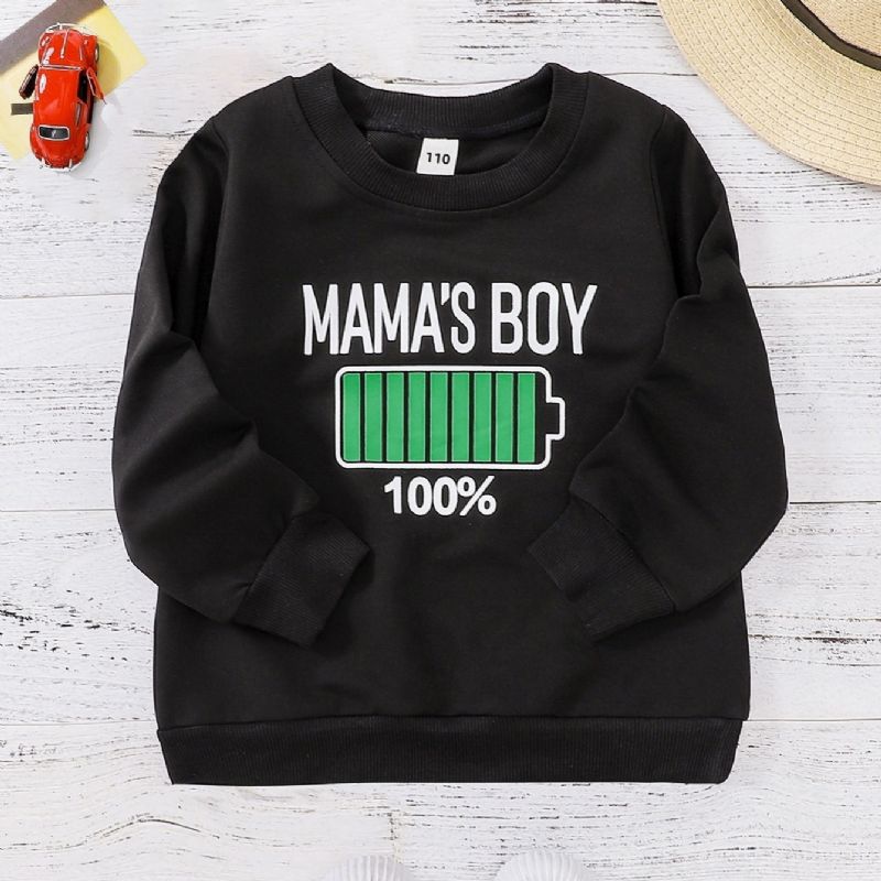 Mama's Pojkar Bokstavsmönster Casual Pullover Sweatshirt Barnkläder