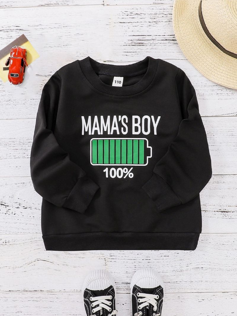Mama's Pojkar Bokstavsmönster Casual Pullover Sweatshirt Barnkläder