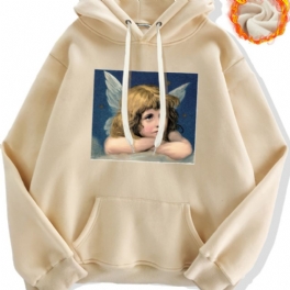 Men's Angel Flickor Print Höst / Vinter Långärmad Fleece Hoodie