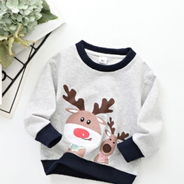 Nya Pojkar Casual Christmas Älg Tryckt Långärmad Crew-neck Sweatshirt