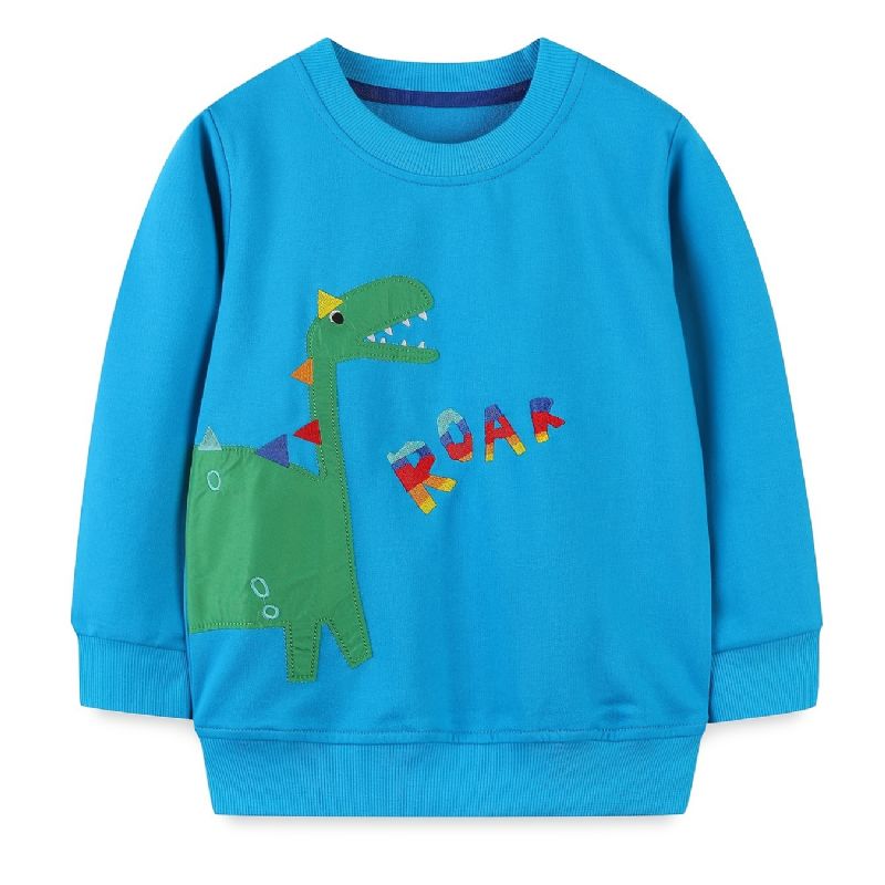 Pojkar Casual Crew Neck Tröja Med Tecknad Dinosaurietryck För Vintern