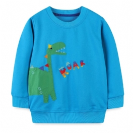 Pojkar Casual Crew Neck Tröja Med Tecknad Dinosaurietryck För Vintern